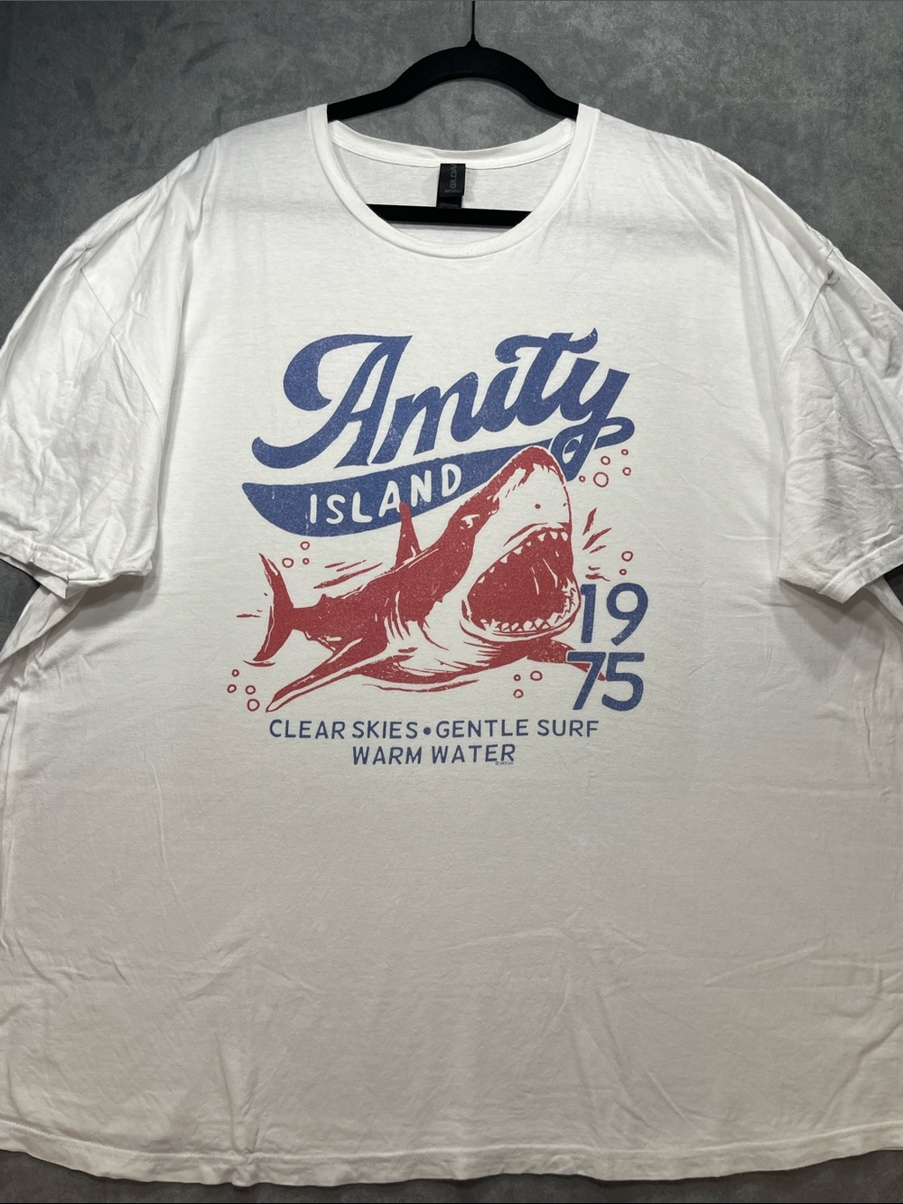 Jaws Amity Island 1975 Shark Graphic T-Shirt White 3XL
